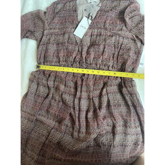 Joie Midi Dress $448 Alquina Silk in Anise Flower Multi Blouson Sleeves 0X NWT - Picture 3 of 11